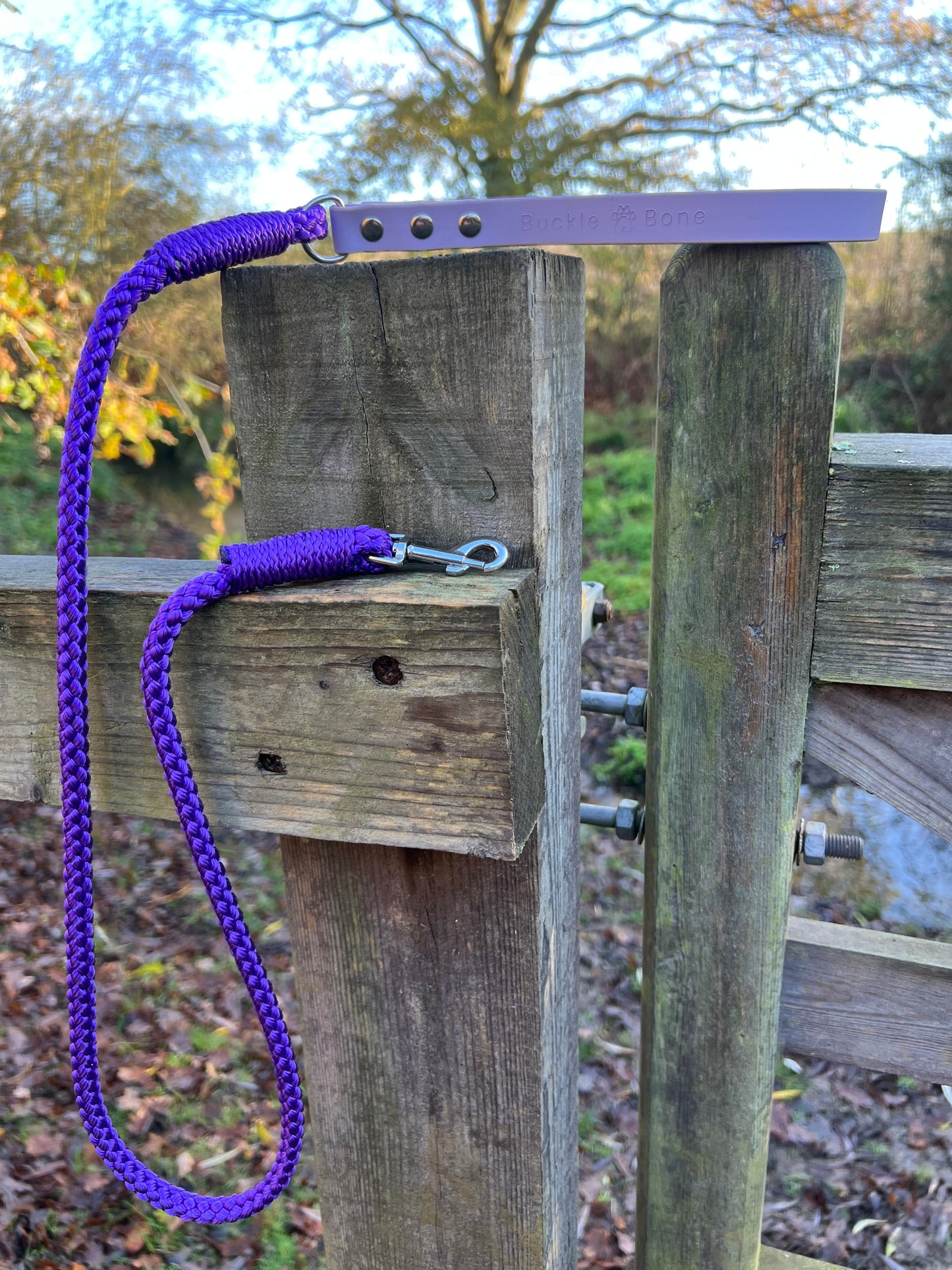 Rope Clip Lead with BioThane® Handle - Purple