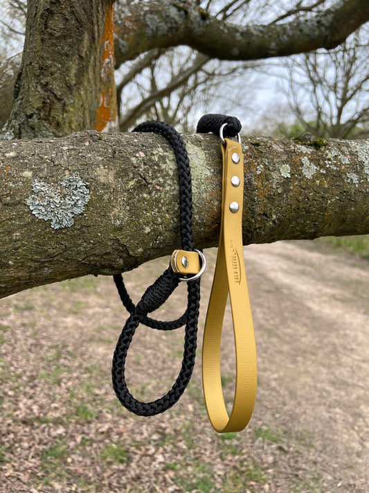 Gold Geese “Walk for Hope” Rope Slip Lead with Yellow BioThane® Handle