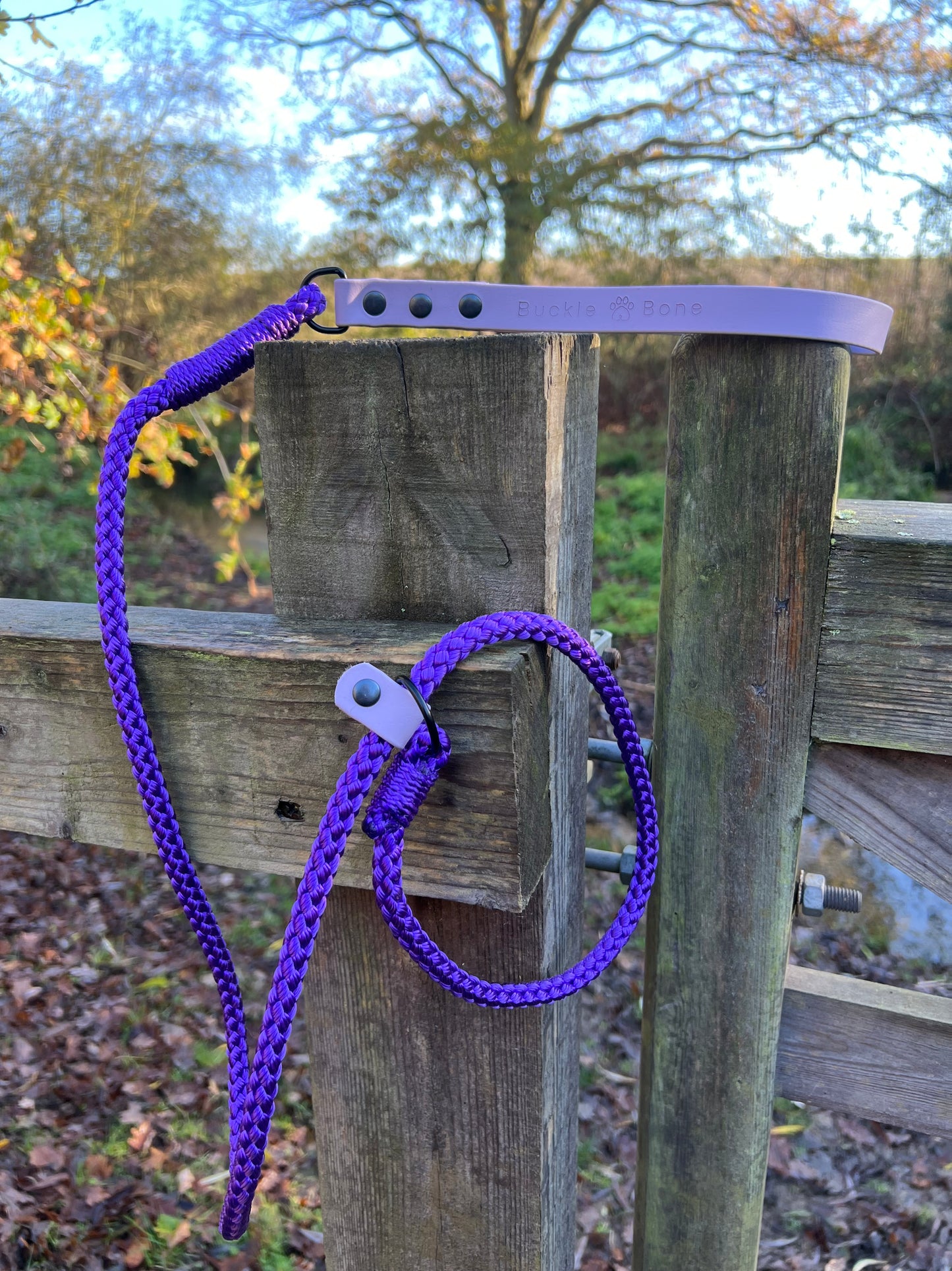 Rope Slip Lead with BioThane® Handle - Purple