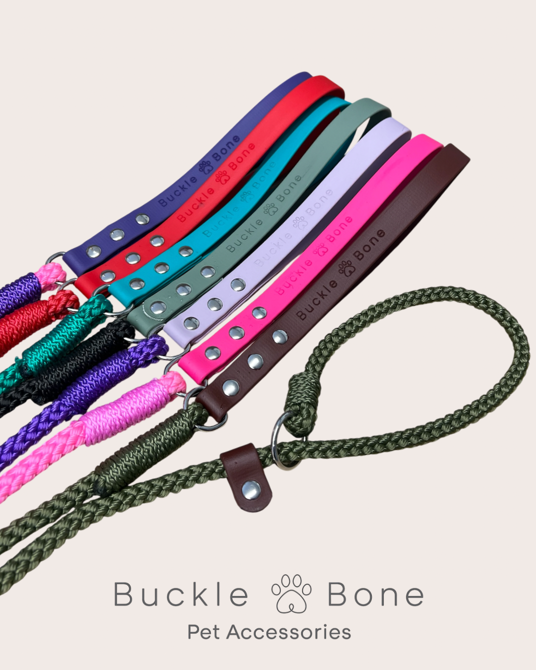 Rope Slip Leads with BioThane® Handle