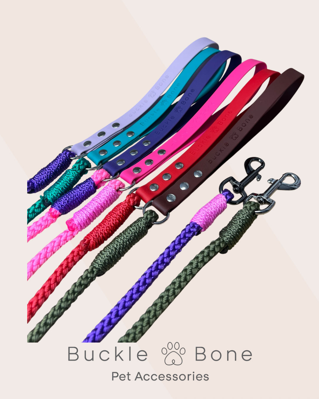 Rope Clip Leads with BioThane® Handle