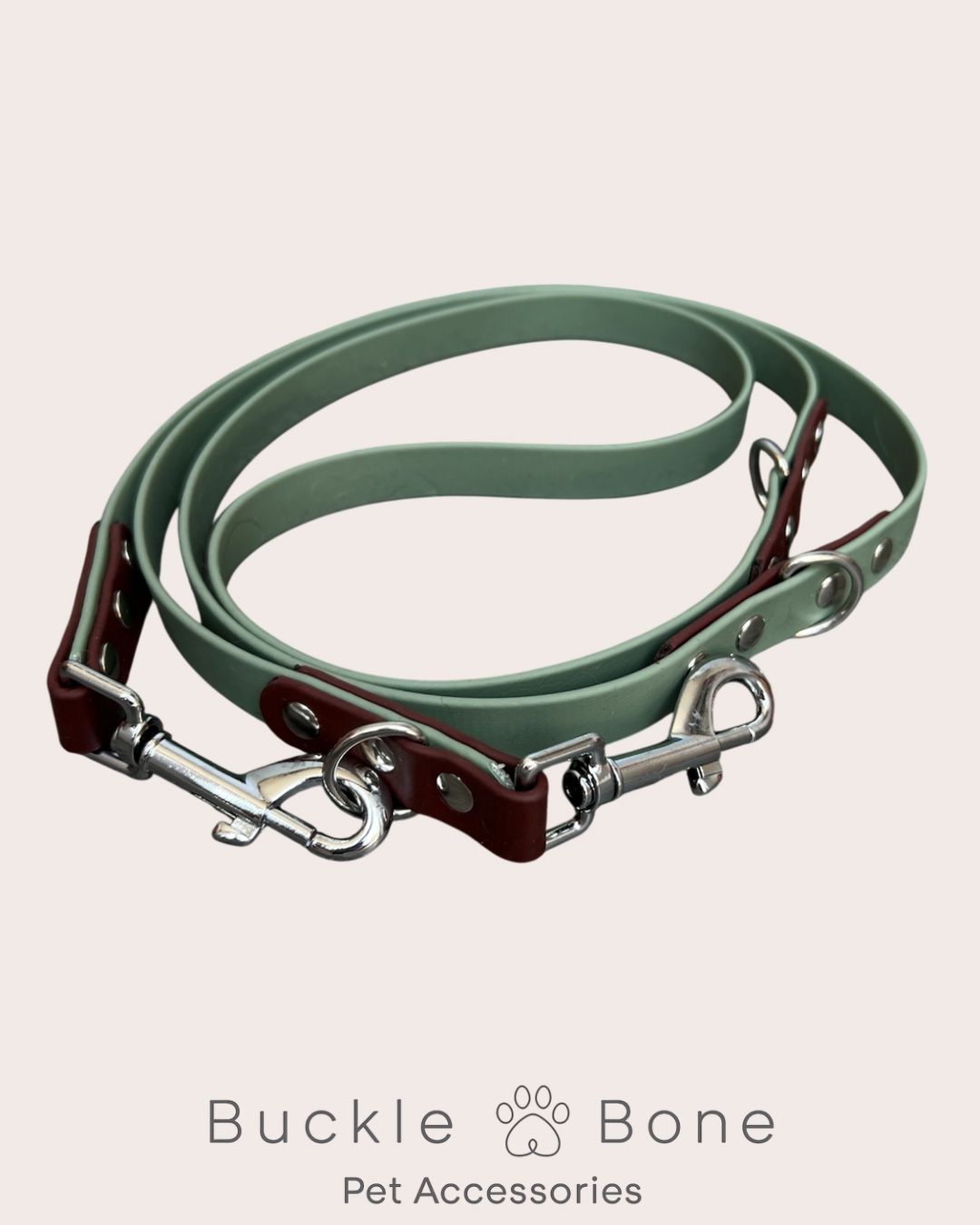 BioThane® Adjustable Dog Training Lead - Foggy Green/Brown