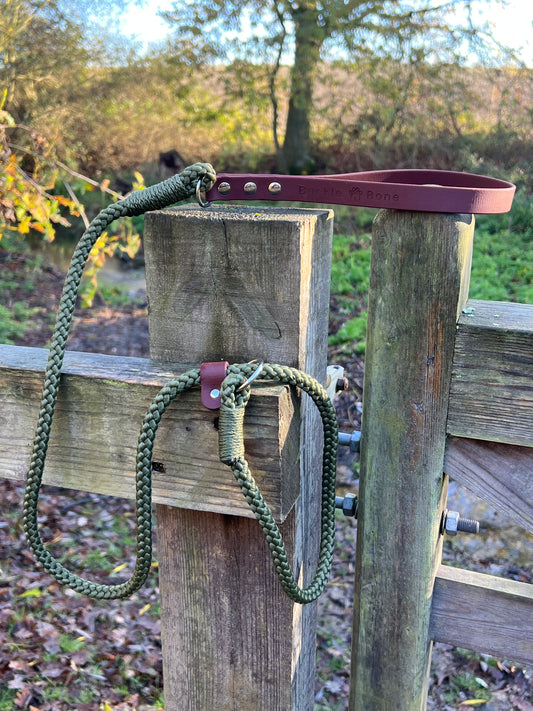 Rope Slip/Clip Biothane leads (Brown- Green)