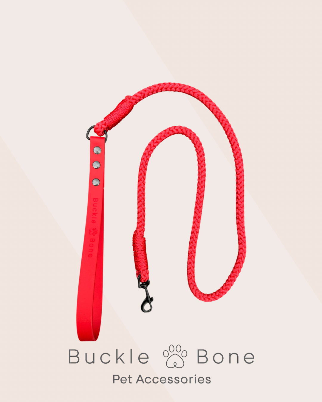 Rope Clip Lead with BioThane® Handle - Red