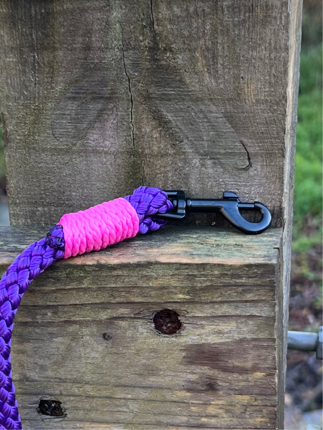 Rope Clip Lead with BioThane® Handle - Pink & Purple