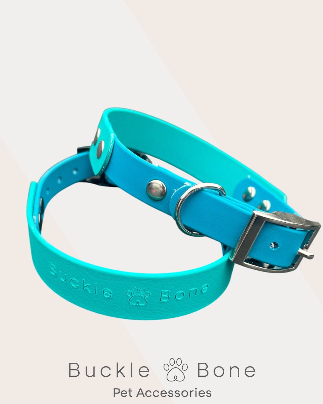 Twin Colour Waterproof BioThane® Dog Collar- Teal & Lagune Blue