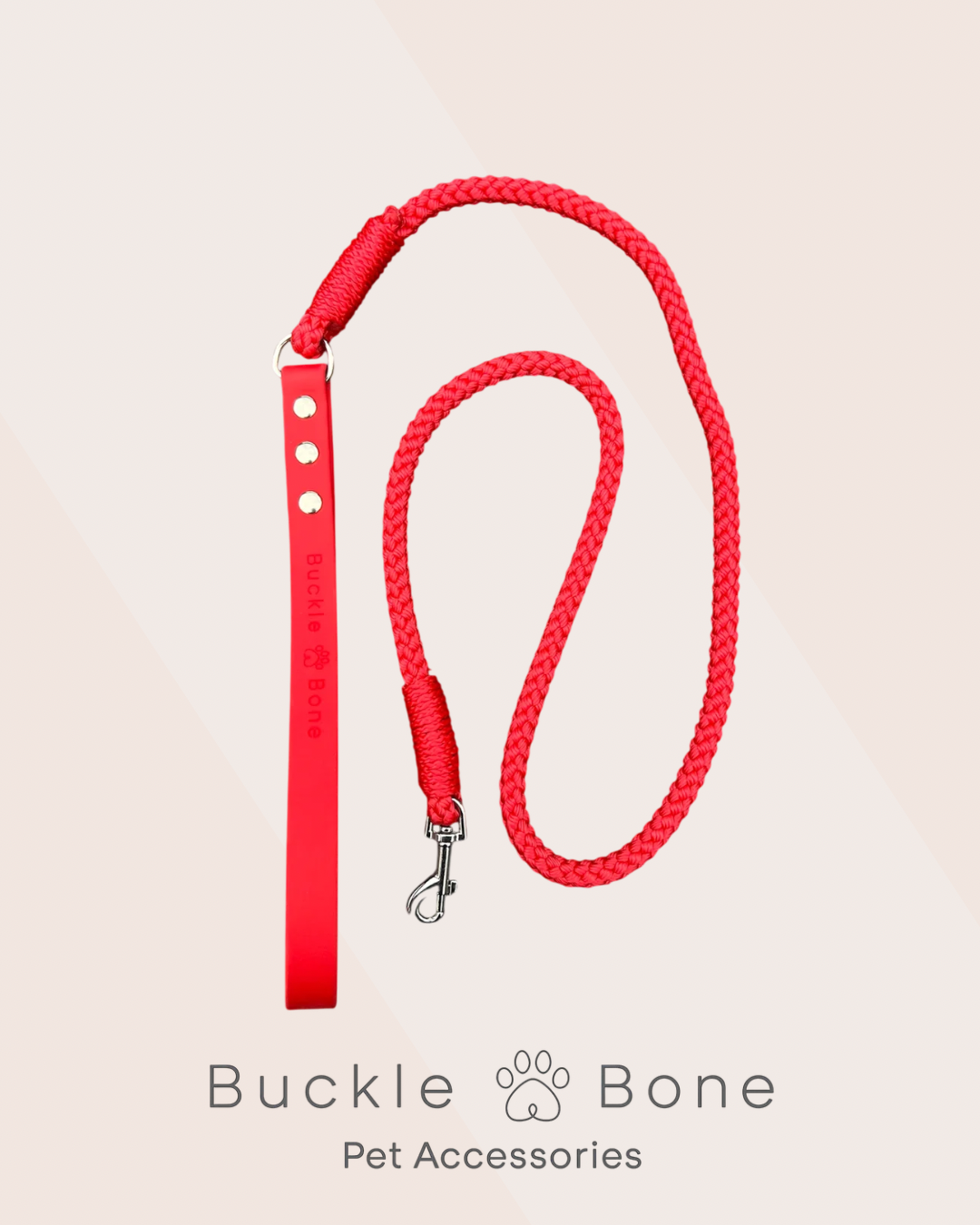 Rope Clip Lead with BioThane® Handle - Red