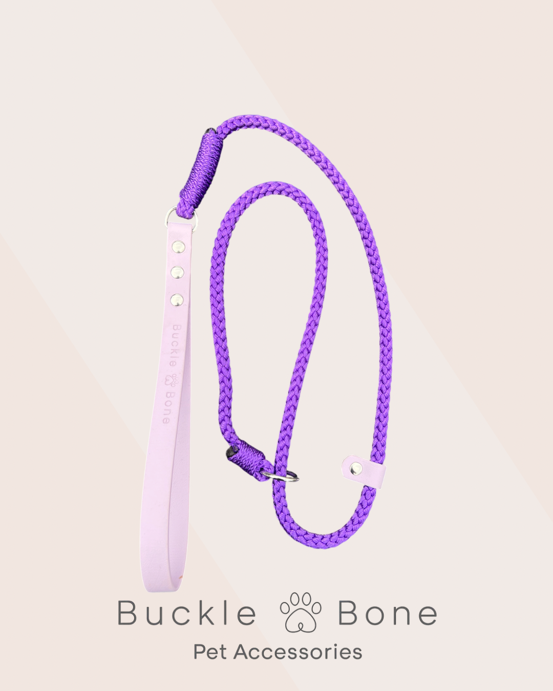 Rope Slip Lead with BioThane® Handle - Purple