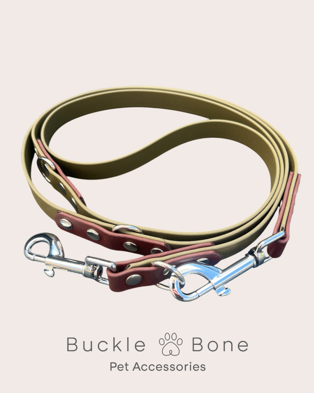 BioThane® Adjustable Dog Training Lead - Green/Brown