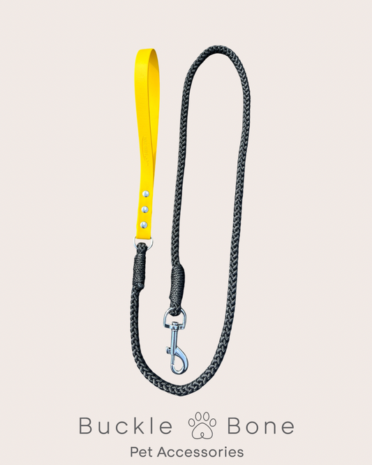 Gold Geese “Walk for Hope” Rope Clip Lead with yellow BioThane® Handle