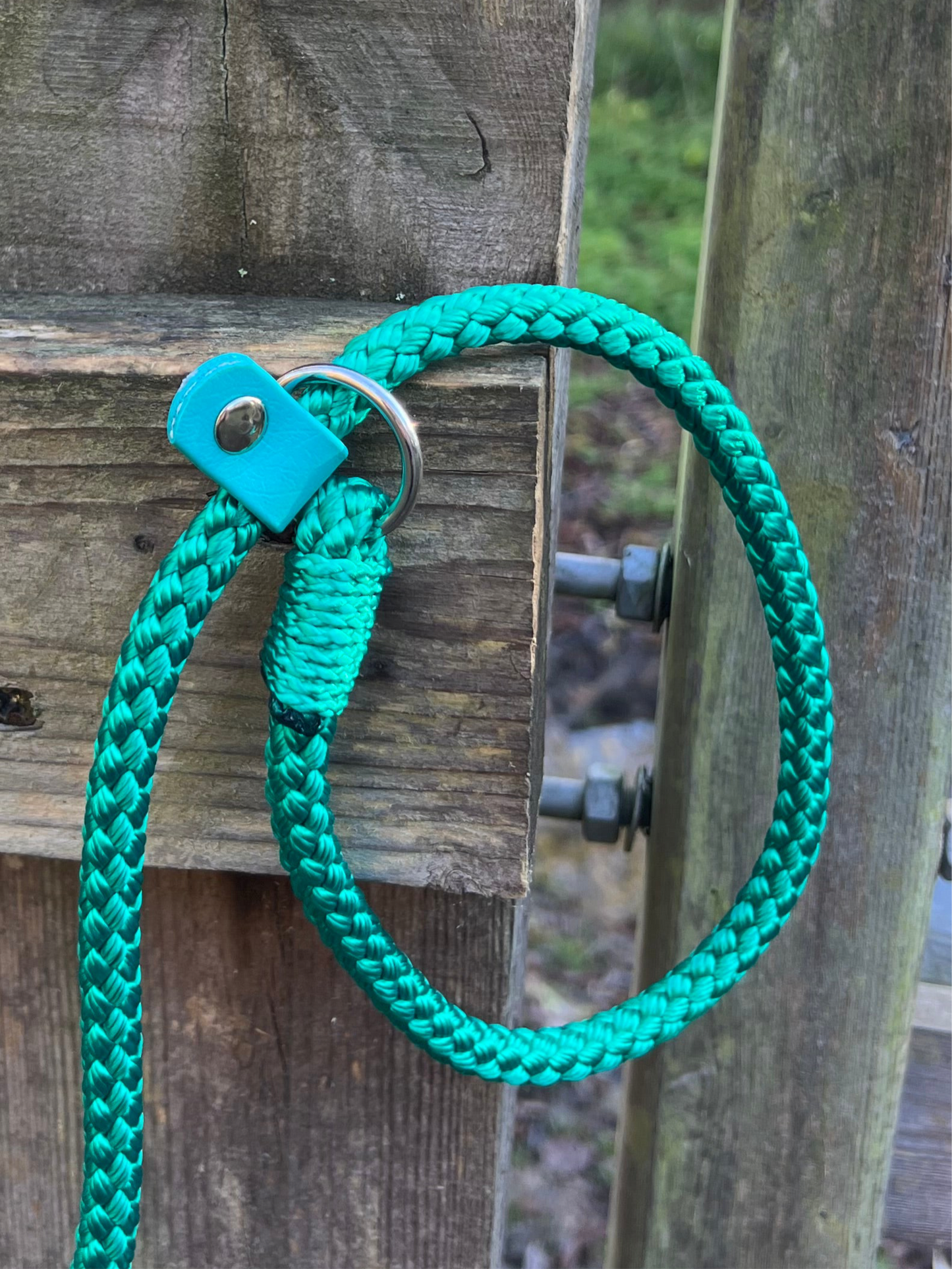 Rope Slip Lead with BioThane® Handle - Teal