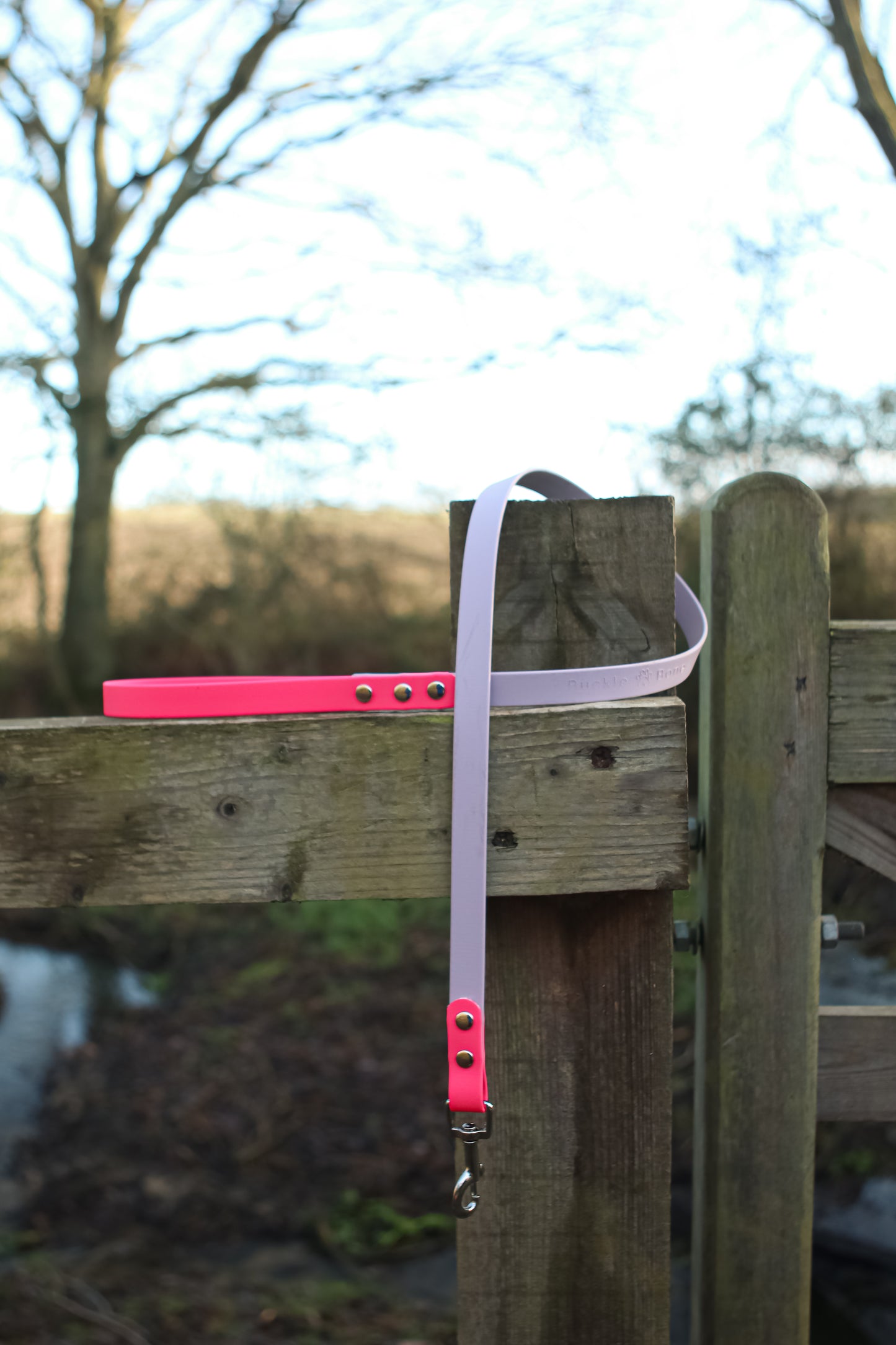 Twin Colour BioThane© Dog Lead Pink & Pastel Purple