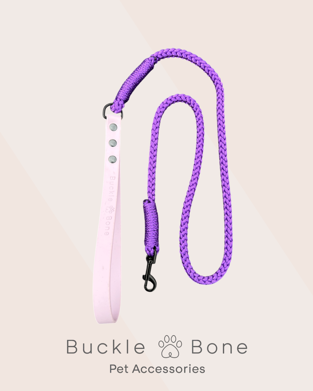Rope Clip Lead with BioThane® Handle - Purple