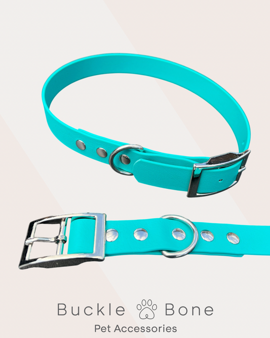Heavy Duty Waterproof BioThane Dog Collar – Teal